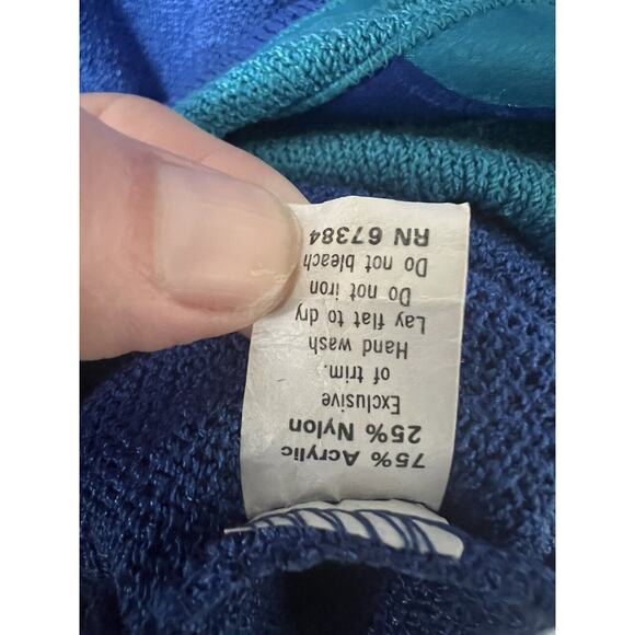 Vintage 80s Anthony Sicari Blue Abstract Knit Sweater Dress Size 12 USA Made - Picture 5 of 6